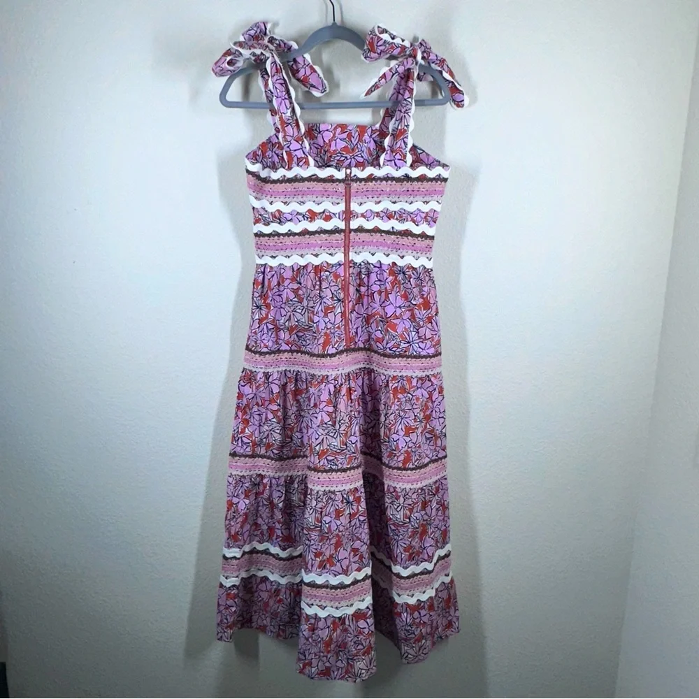Celia B Floki Tiered Floral Midi Dress With Tie Shoulders Medium NWT - Picture 14 of 14